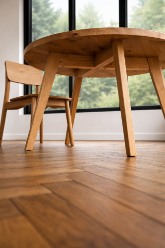 okrągły stół dębowy na czterech drewnianychnogach.png