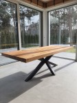 Stół dębowy STURNUS pogrubiany blat do 8cm, masywna Podstawa metalowa, loft, nowoczesny,  duży stół, konferencyjny